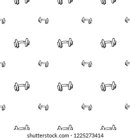 Seamless pattern hand drawn dumbbell. Doodle black sketch. Sign symbol. Decoration element. Isolated on white background. Flat design. Vector illustration.