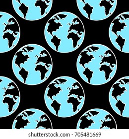 seamless pattern with hand drawn Earth.Can be used for design of wrapping paper,textile, blog decoration, banner, poster.World environment day.Earth Hour.Cartoon style.Vector illustration.