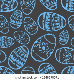 Seamless pattern with hand drawn Easter eggs. Vector illustration