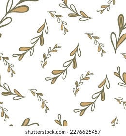 Seamless pattern Hand drawn eco plant twig 