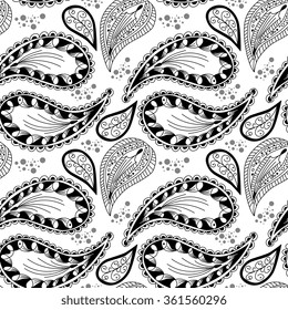 Seamless pattern with hand drawn elements henna style. Background, wallpaper, textile, cover, wrapper.