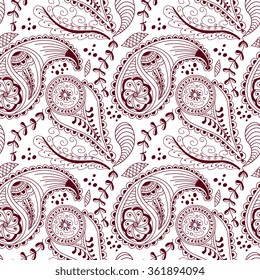 Seamless pattern with hand drawn elements henna style. Background, wallpaper, textile, cover, wrapper.