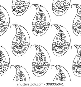 Seamless pattern with hand drawn elements henna style. Background, wallpaper, textile, cover, wrapper.