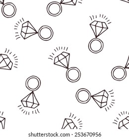 Seamless Pattern With Hand Drawn Engagement Ring. Vector Illustration.