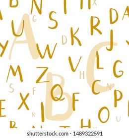 Seamless pattern with hand drawn English letters.