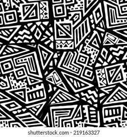 Seamless Pattern of Hand Drawn Ethnic Ornaments