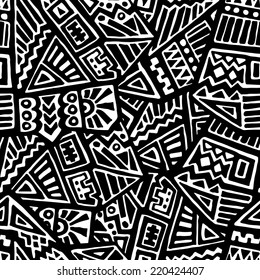 Seamless Pattern of Hand Drawn Ethnic Ornaments