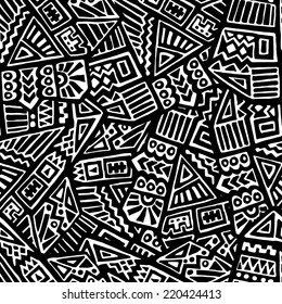 Seamless Pattern of Hand Drawn Ethnic Ornaments