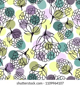 Seamless pattern with hand drawn exotic flowers.