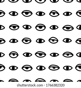 Seamless pattern with hand drawn eye, vector illustration