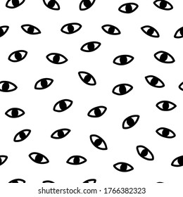 Seamless pattern with hand drawn eye, vector illustration