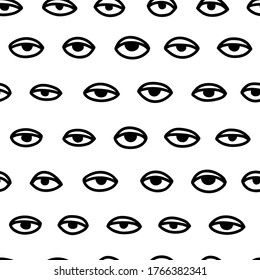 Seamless pattern with hand drawn eye, vector illustration