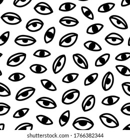 Seamless pattern with hand drawn eye, vector illustration