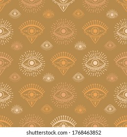 Seamless pattern with hand drawn eye, vector illustration