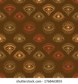 Seamless pattern with hand drawn eye, vector illustration
