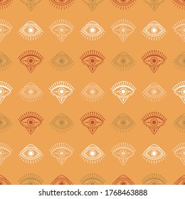 Seamless pattern with hand drawn eye, vector illustration