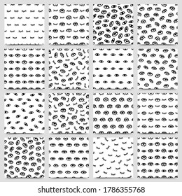Seamless pattern with hand drawn eye, vector illustration