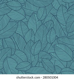 Seamless pattern of hand drawn fallen leaves. Vector illustration