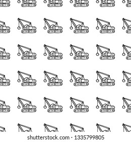 Seamless pattern hand drawn fashion excavator  icon. Hand drawn black sketch. Sign / symbol / doodle. Isolated on white background. Flat design. Vector illustration.