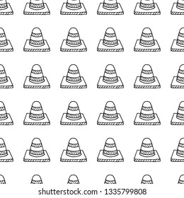 Seamless pattern hand drawn fashion road mark icon. Hand drawn black sketch. Sign / symbol / doodle. Isolated on white background. Flat design. Vector illustration.