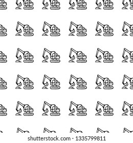 Seamless pattern hand drawn fashion excavator  icon. Hand drawn black sketch. Sign / symbol / doodle. Isolated on white background. Flat design. Vector illustration.