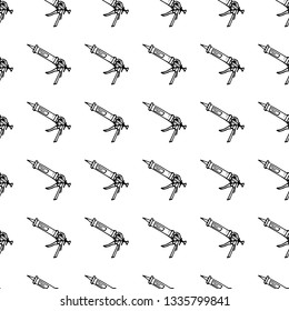 Seamless pattern hand drawn fashion foam gun icon. Hand drawn black sketch. Sign / symbol / doodle. Isolated on white background. Flat design. Vector illustration.
