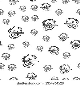 Seamless pattern hand drawn fashion saw icon. Hand drawn black sketch. Sign / symbol / doodle. Isolated on white background. Flat design. Vector illustration.