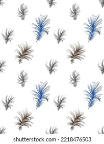 Seamless pattern with hand drawn feathers 
