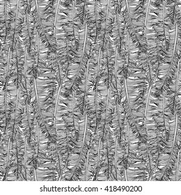 Seamless pattern of hand drawn feathers