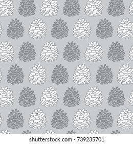 Seamless pattern with hand drawn fir cones