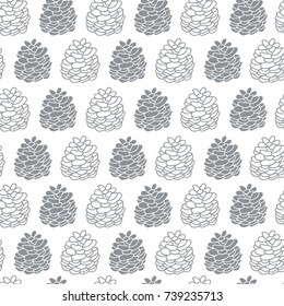 Seamless pattern with hand drawn fir cones