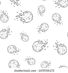 Seamless pattern hand drawn fire doodle. Sketch style icon. Decoration element. Isolated on white background. Flat design. Vector illustration.
