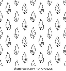 Seamless pattern hand drawn fire doodle. Sketch style icon. Decoration element. Isolated on white background. Flat design. Vector illustration.