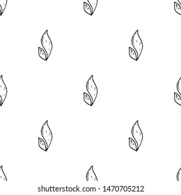 Seamless pattern hand drawn fire doodle. Sketch style icon. Decoration element. Isolated on white background. Flat design. Vector illustration.