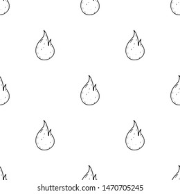 Seamless pattern hand drawn fire doodle. Sketch style icon. Decoration element. Isolated on white background. Flat design. Vector illustration.