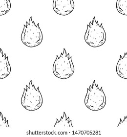 Seamless pattern hand drawn fire doodle. Sketch style icon. Decoration element. Isolated on white background. Flat design. Vector illustration.