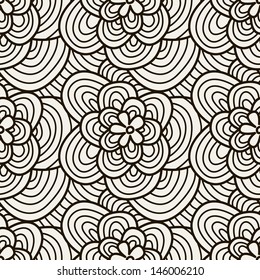Seamless pattern. Hand drawn floral texture. Stylish graphical background