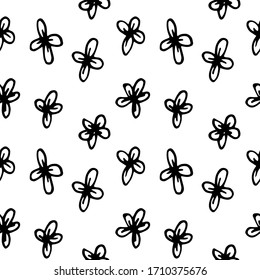 Seamless pattern with hand drawn floral design elements. Vector illustration in sketch style isolated on white