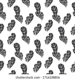 Seamless pattern with hand drawn floral herbal elements on a white background. Doodle, simple outline illustration. It can be used for decoration of textile, paper and other surfaces.