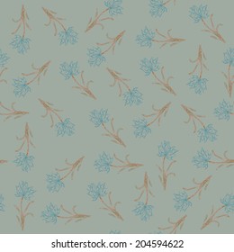 Seamless pattern with hand drawn floral elements.