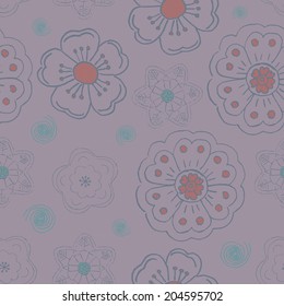 Seamless pattern with hand drawn floral elements.