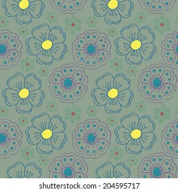 Seamless pattern with hand drawn floral elements.