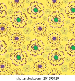 Seamless pattern with hand drawn floral elements.