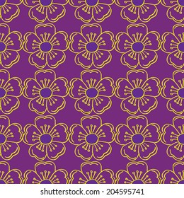 Seamless pattern with hand drawn floral elements.