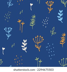 Seamless pattern with hand drawn floral elements