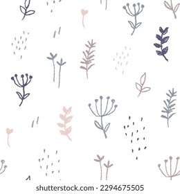 Seamless pattern with hand drawn floral elements