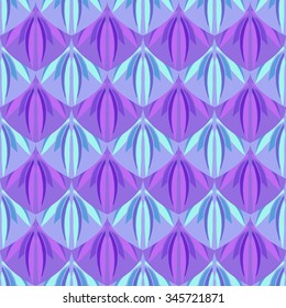 Seamless pattern with hand drawn  floral elements. In purple and blue colors.