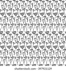 Seamless pattern with hand drawn floral elements. Vector illustration for fabric, textile, wallpaper, wrapping paper design.