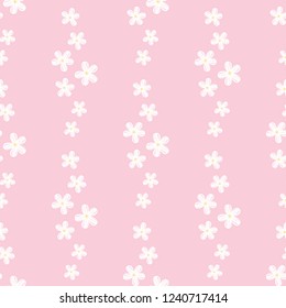 Seamless Pattern with Hand Drawn Flower Design on Pink Background