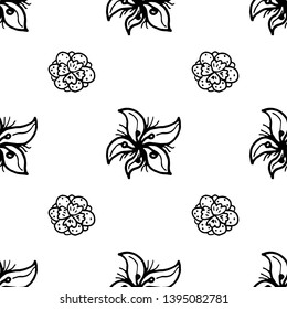 Seamless pattern Hand Drawn flower doodle. Sketch style icon. Decoration element. Isolated on white background. Flat design. Vector illustration.